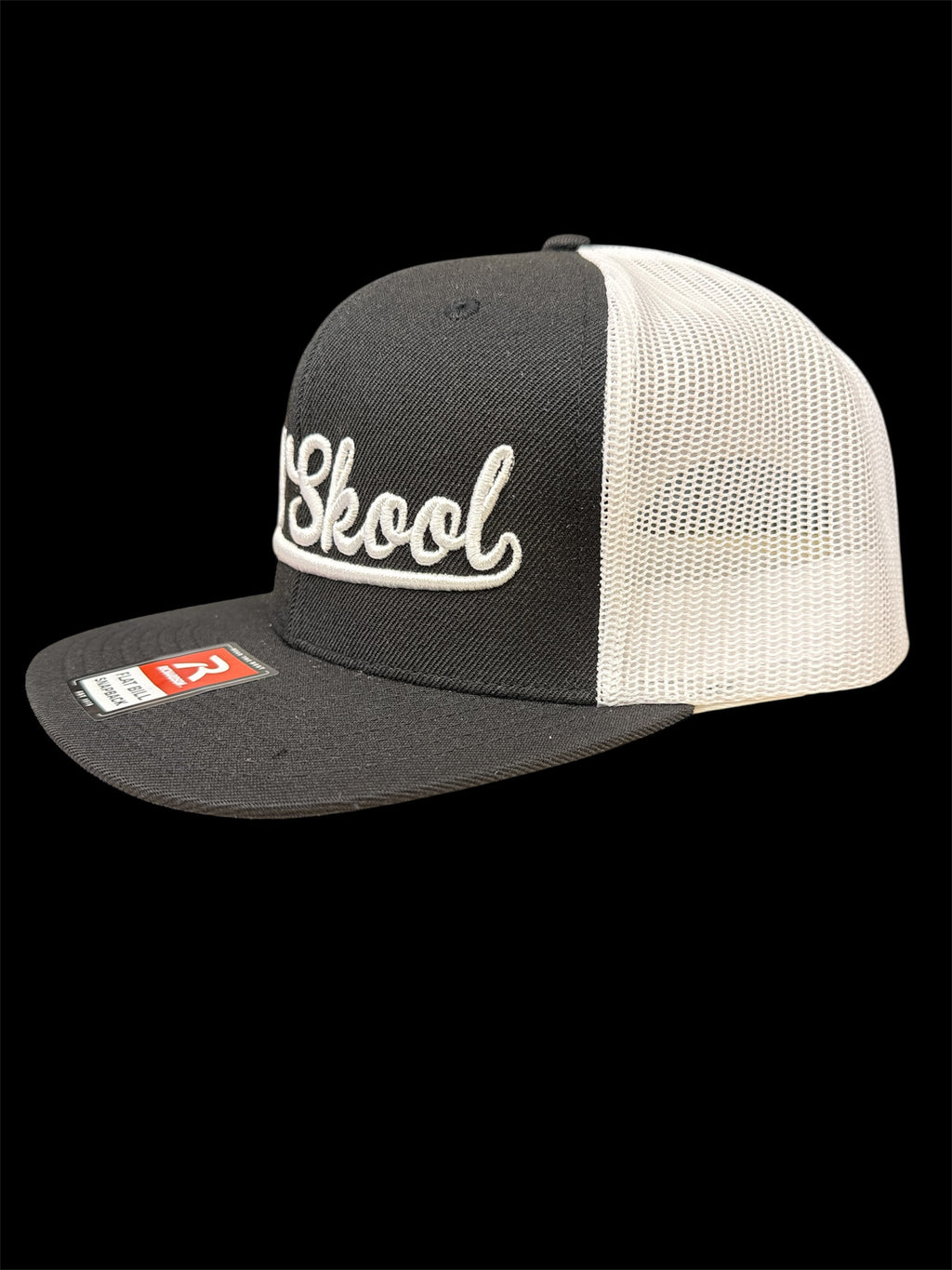 White On Black & White Vintage Script Hat
