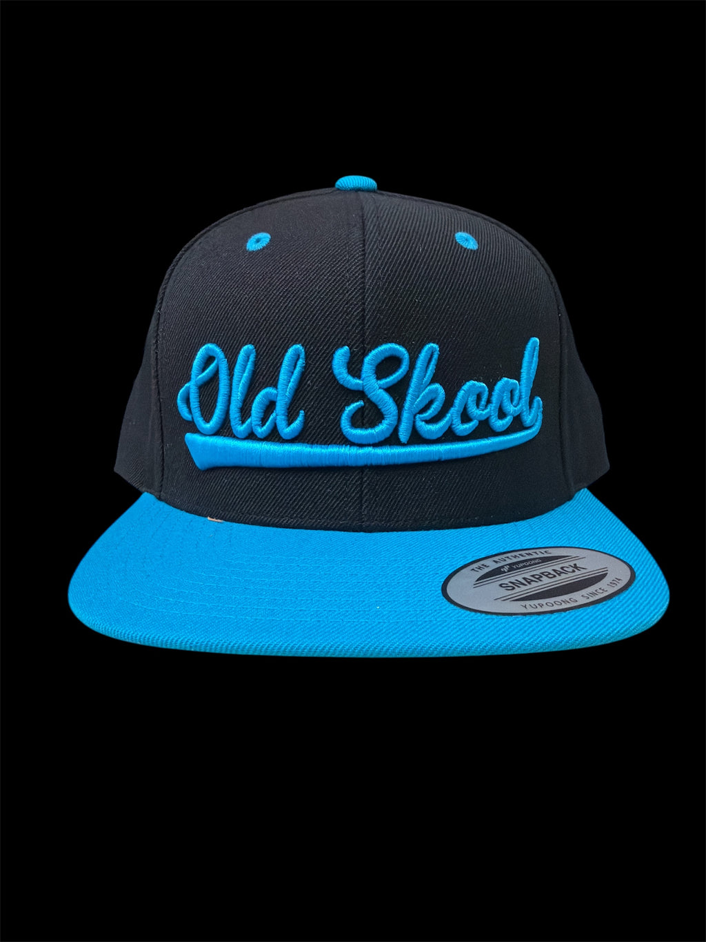 Teal on Black Vintage Script Hat