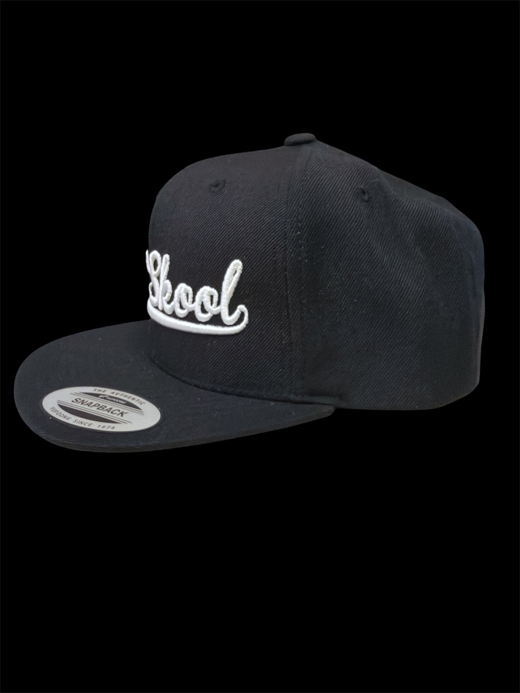 White on Black Vintage Script Hat