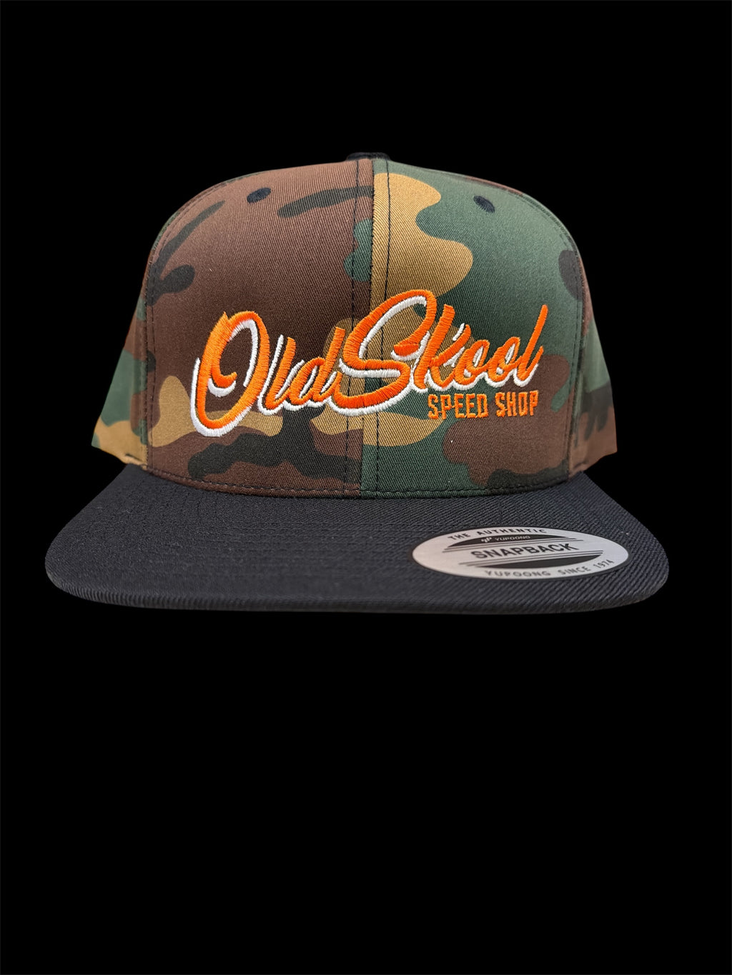 Orange On Camo Original Script Hat