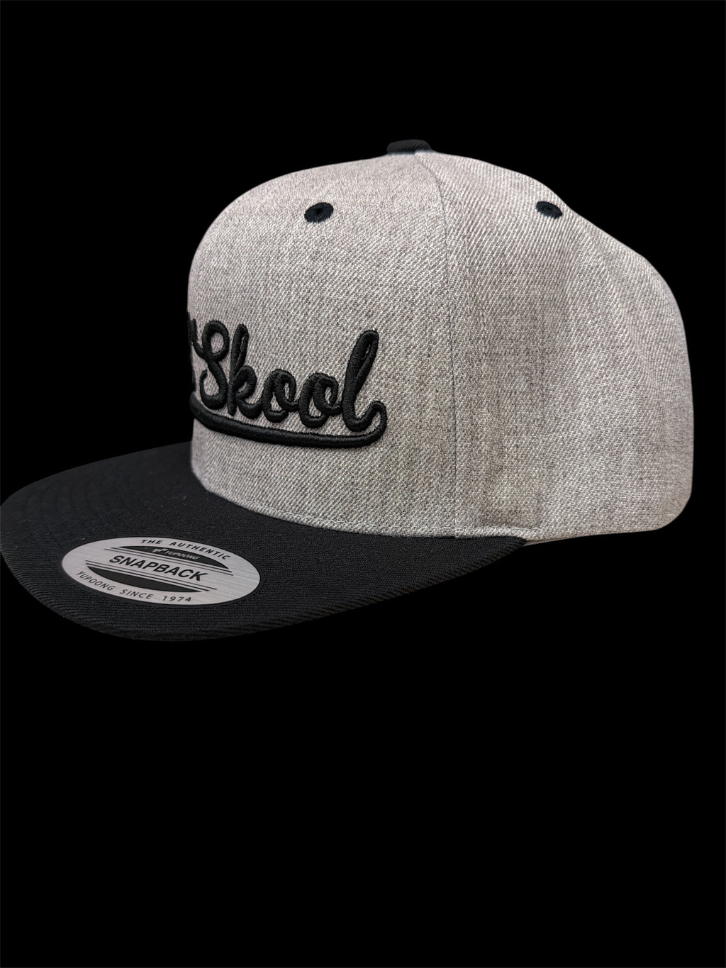 Black on Gray Vintage Script Hat