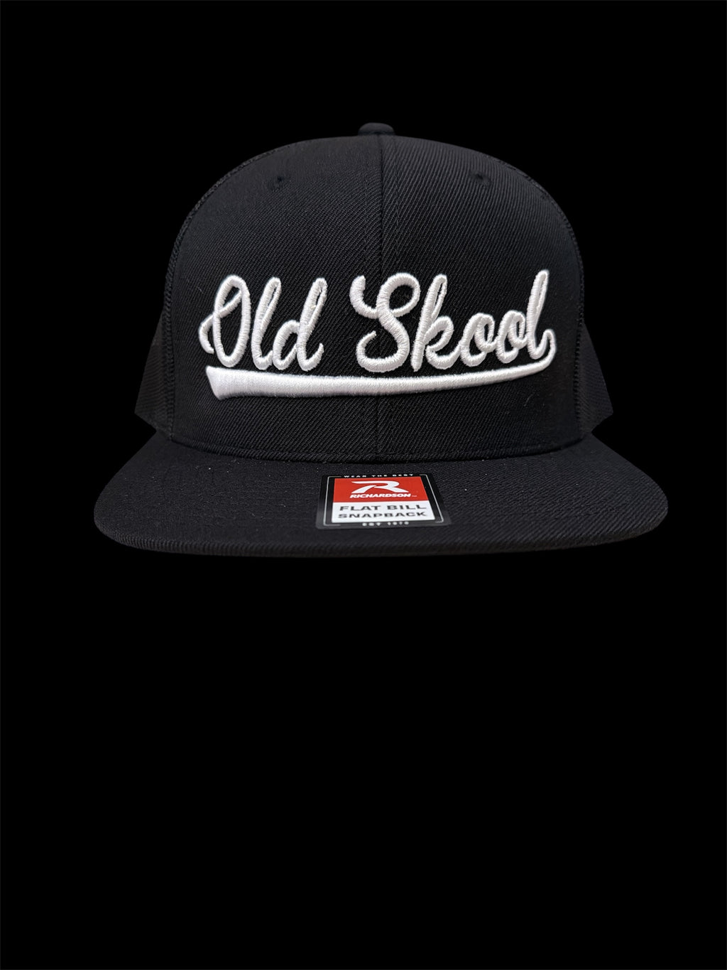 White on Black Vintage Script Hat