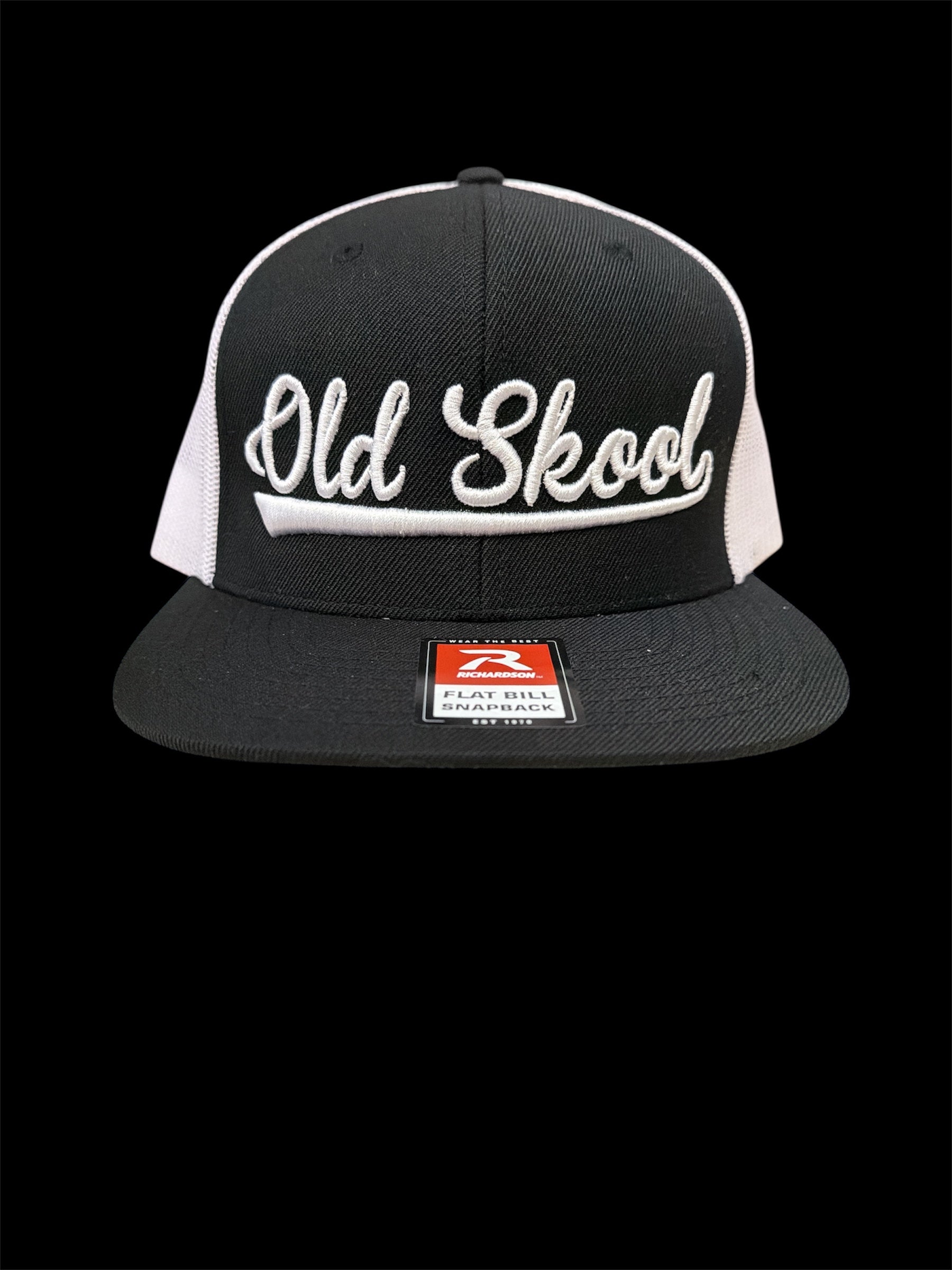 White On Black & White Vintage Script Hat