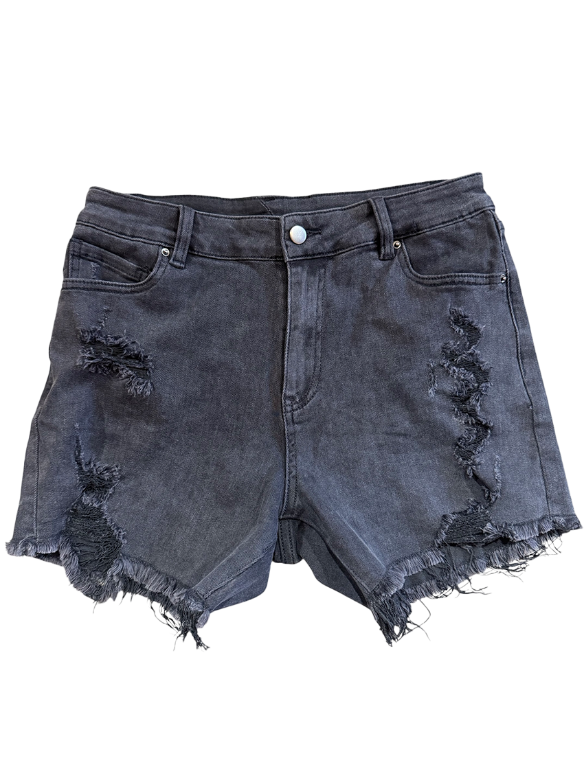 Black Denim High Rise shorts