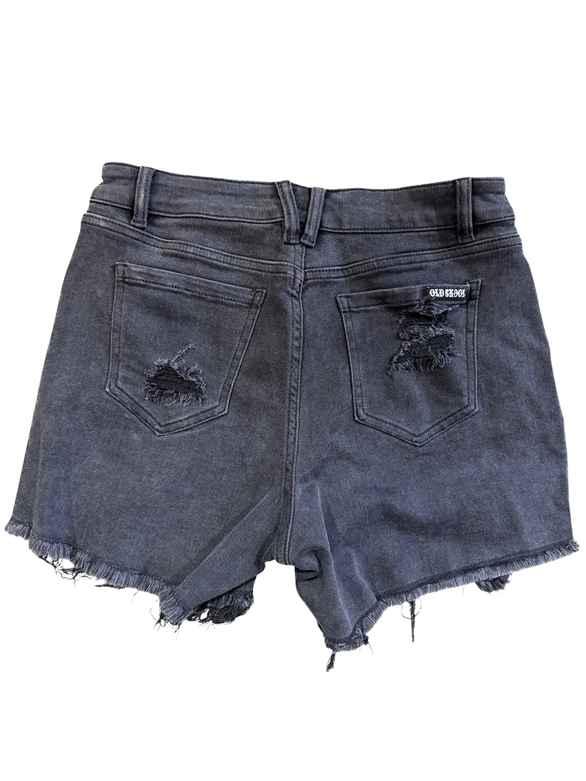 Black Denim High Rise shorts