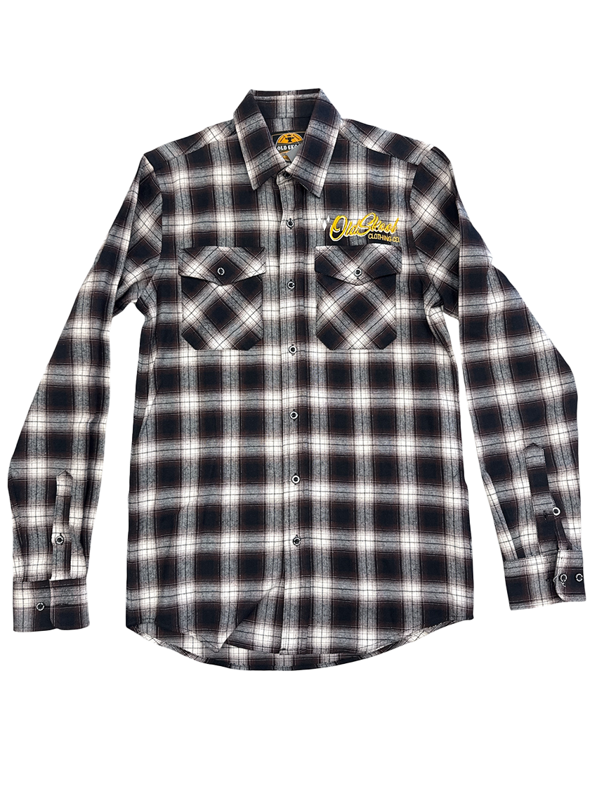 Brown White Script Flannel