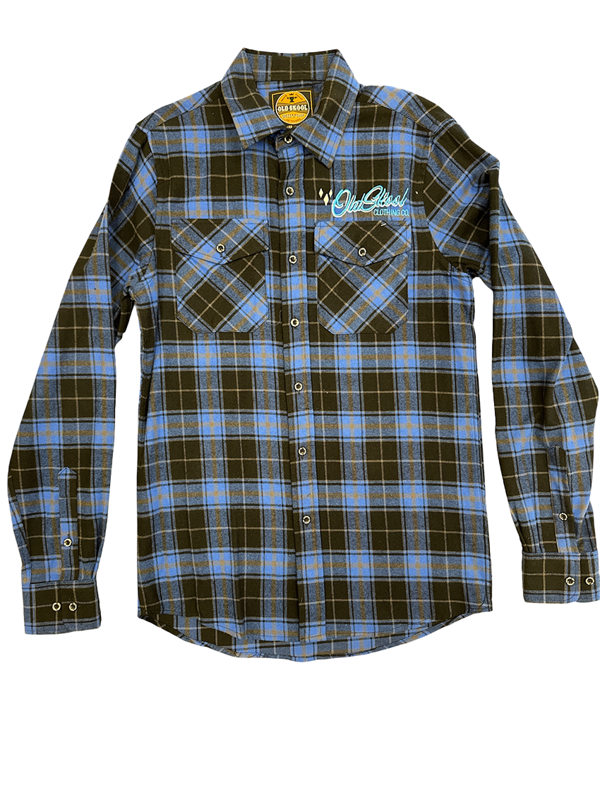 Blue Black Script Flannel