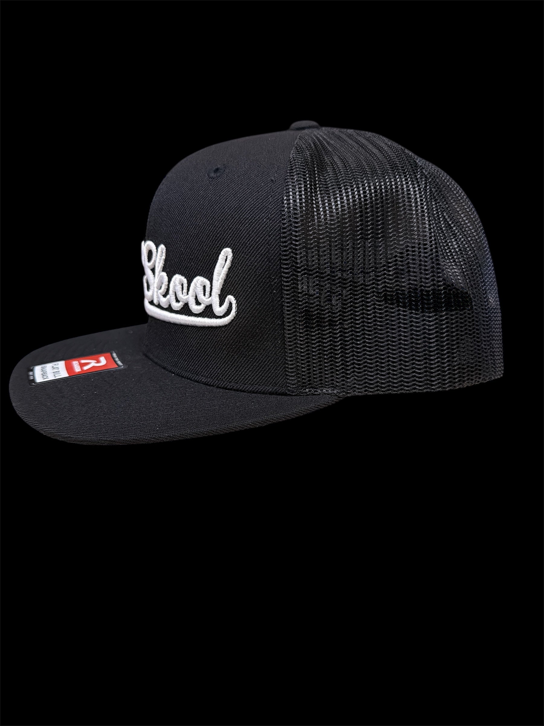 White on Black Vintage Script Hat