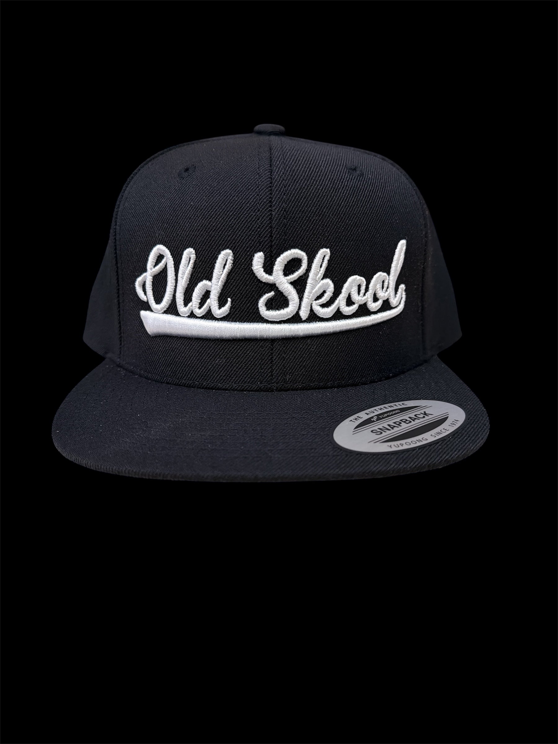White on Black Vintage Script Hat