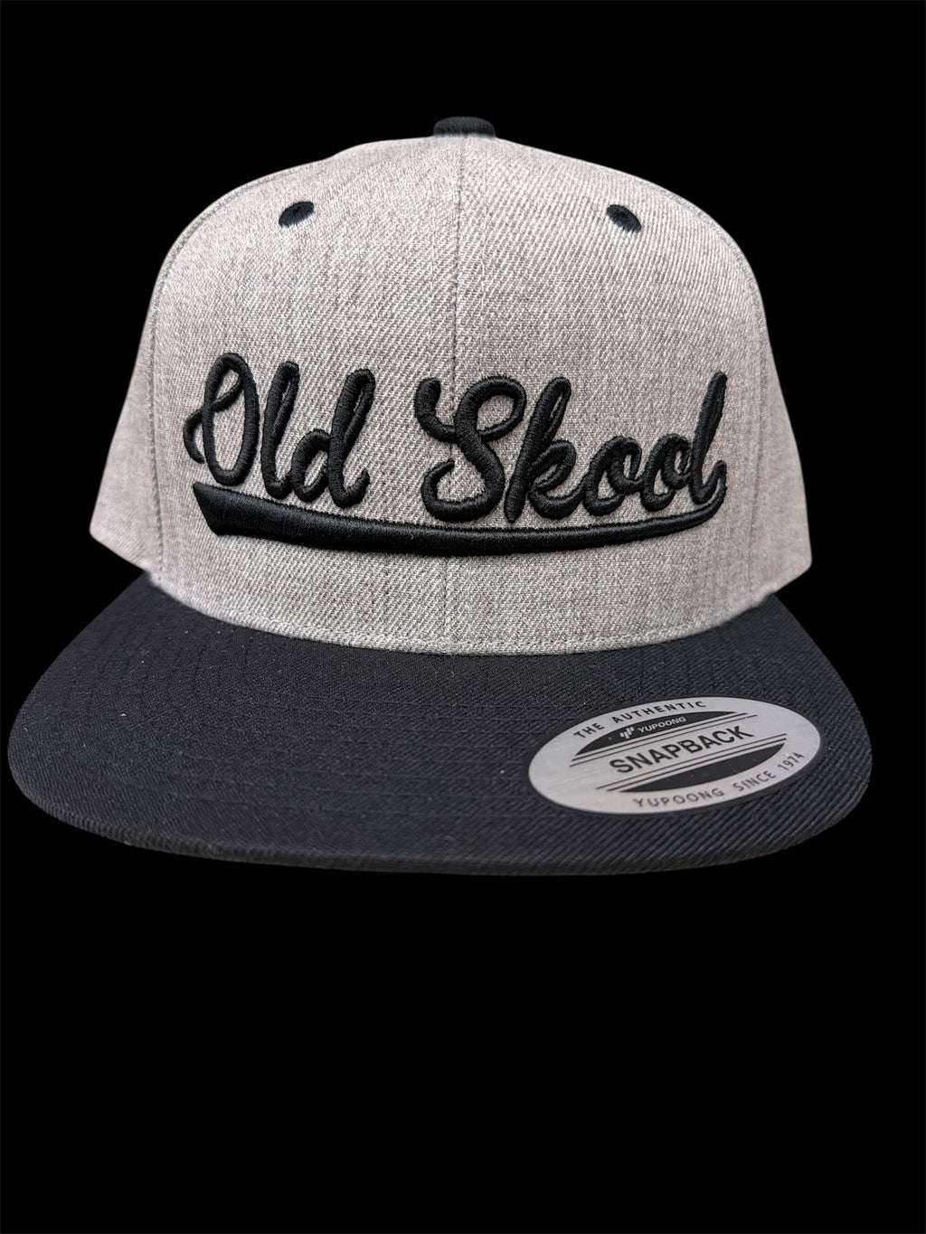 Black on Gray Vintage Script Hat