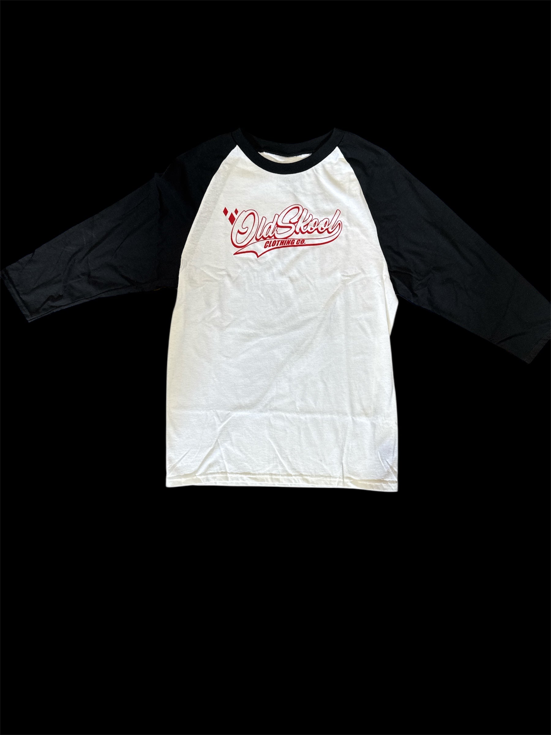 Black Oldskool Tee, Red Lettering