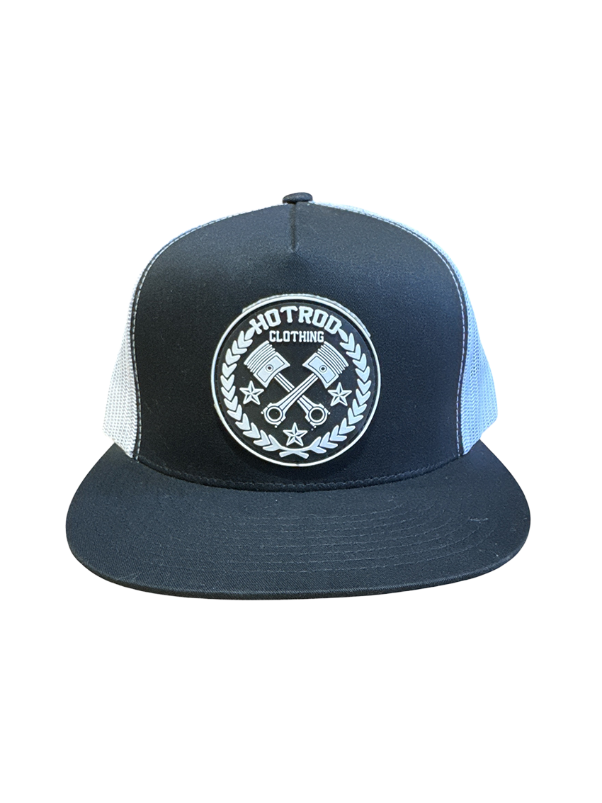 Black White Hotrod Clothing Patch Hat