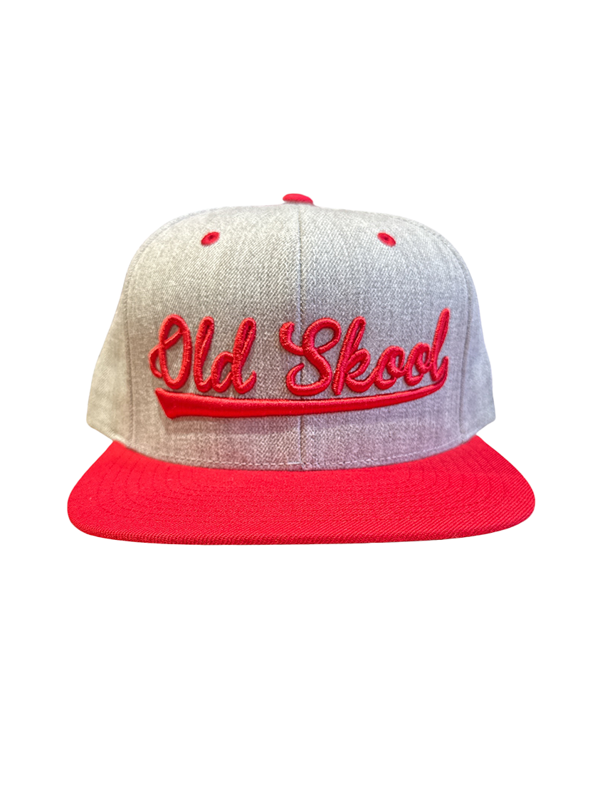 Grey Red Vintage Script Hat