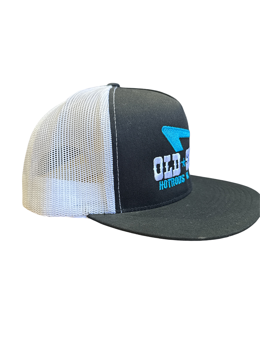 Black Teal White IN N' OUT Embroidered Hat