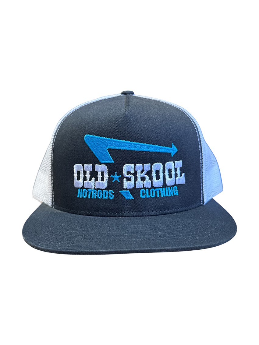 Black Teal White IN N' OUT Embroidered Hat
