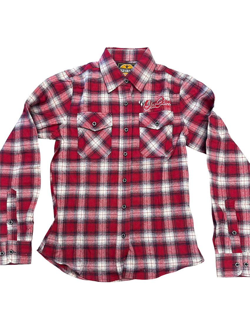 Women's Red and White Script Flannel