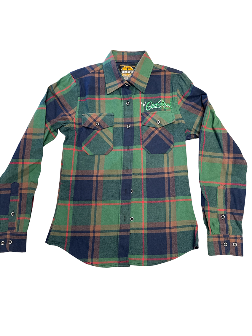 Women's Green Script Flannel