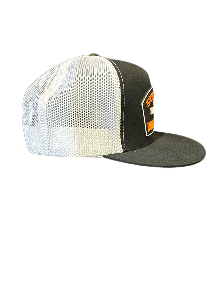 Black White Support Your Local Hotrod Shop Patch Hat